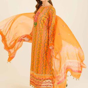 3 Piece - Printed Embroidered Suit - 42401846