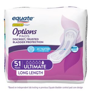 Equate Options Women's Incontinence Pads, Ultimate Absorbency, Long Length (51 Count), Compare to Poise® - Image 12