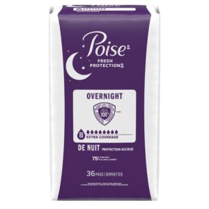 Poise Overnight Incontinence & Postpartum Pads for Bladder Leaks, 8 Drop Extra Coverage, 72 Count (2 Packs of 36), Packaging May Vary - Image 10