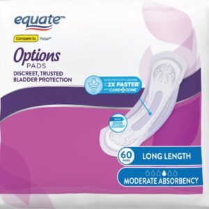 Equate Options Women's Incontinence Pads, Moderate Absorbency, Long Length (60 Count), Compare to Poise® - Image 5