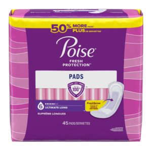Poise Incontinence Pads for Women, 6 Drop Ultimate Absorbency, Long Length, 45 Count - Image 3