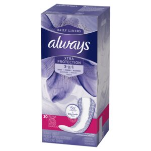 Always Xtra Protection 3-in-1 Daily Liners for Women, Extra Long Length, 60 CT - Image 16
