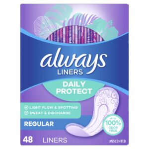 Always Daily Protect Panty Liners, Regular Length, Unscented, 48 Count - Image 3