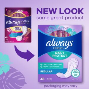 Always Daily Protect Panty Liners, Regular Length, Unscented, 48 Count - Image 7