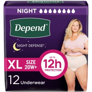 Depend Night Defense Incontinence Underwear for Women, Adult Diapers, XL, 12 Count - Image 1