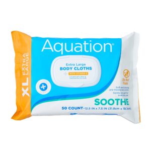 Aquation Extra Large XL Cleansing & Soothing Body Cloths Wipes with Vitamin E, 50 Count, 2 Pack - Image 6