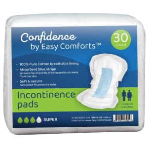 Confidence by Easy Comforts Adult Incontinence Pads Super Absorbency, Postpartum Incontinence & Bladder Leak Liners, Leak-Free Protection, 30 Count, Pkg - Image 3
