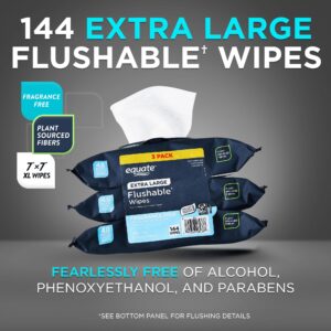 Equate Extra Large Flushable Wet Wipes, Fragrance Free, 144 Wipes (3 Pack) - Image 5