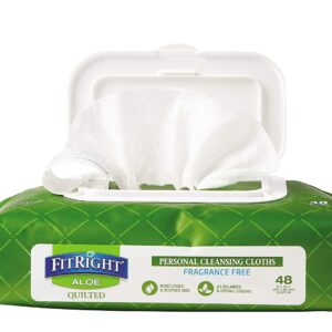 4 Pack Adult Large Incontinence Wipes FitRight Aloe Personal Cleansing Cloth Wipes, 4x48 Count, 8 x 12 inches - Image 4