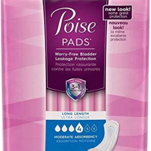 Poise Incontinence Pads, Moderate Absorbency, Long, 54Count (39299) - Image 1