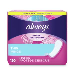 Always Thin No Feel Protection Daily Liners, Regular, Unscented, 120 Count - Image 25