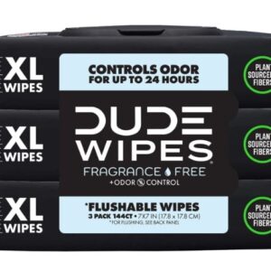 DUDE Wipes Fragrance Free Plus Odor Control, XL Wet Wipes, 48 Count, 3 Pack - Image 7