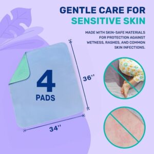 4 Pack 36” x 34” Extra Heavy Absorbency Washable Underpads, Waterproof Nursing Pads Incontinence Bed Pads, Reusable Washable Pee Pads for Dogs, Diaper Changing & Adults, Mattress Protector - Image 4