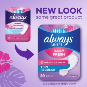 Always Thin No Feel Protection Daily Liners Regular Absorbency Unscented, 20 Count - Image 11