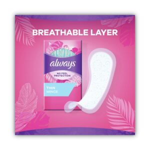 Always Thin No Feel Protection Daily Liners Regular Absorbency Unscented, 20 Count - Image 29