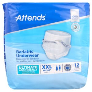 Attends Bariatric Underwear Incontinence Protection, Ultimate Absorbency, Size 2XL, 12 Ct - Image 1