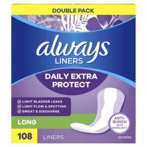 Always Daily Extra Protect Panty Liners, Long Length, Unscented, 108 Count - Image 6
