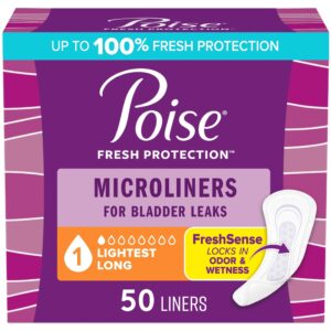 Poise Microliners Incontinence Panty Liners, 1 Drop Lightest Absorbency, Long, 50 Count - Image 1