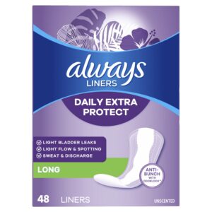 Always Daily Extra Protect Panty Liners, Long Length, Unscented, 48 Count - Image 9