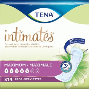 TENA Intimates Maximum Bladder Control Pad 6 X 14 Inch Heavy Absorbency Dry-Fast Core One Size Fits Most Adult Female Disposable, 54283 - PACK OF 14 - Image 1