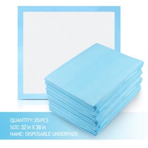 Buyockss Disposable Underpads 32” x 36” Heavy Absorbency 25 Pack Waterproof Bed Pads and Pee Pads - Image 2