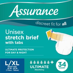 Assurance Unisex Stretch Briefs with Tabs, L/XL, 34 Count - Image 1