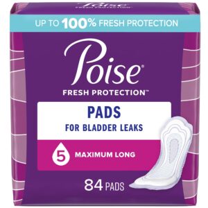 Poise Incontinence Pads & Postpartum Incontinence Pads, 5 Drop Maximum Absorbency, Long Length, 84 Count (2 Packs of 42), Packaging May Vary - Image 1