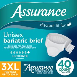 Assurance Unisex Maximum Incontinence Briefs with Tabs, Bariatric 40 Count - Image 1