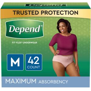 Depend Fit-Flex Incontinence Underwear for Women, Maximum Absorbency, Medium, Light Pink, 42 Count - Image 1