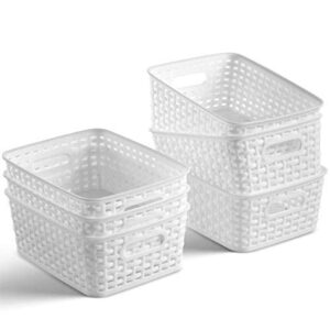 Set of 6 Plastic Storage Baskets, Small Pantry Organizer Bins, Household Organizers with Cutout Handles for Kitchen Organization, Countertops, Cabinets, Bedrooms, and Bathrooms - Image 1