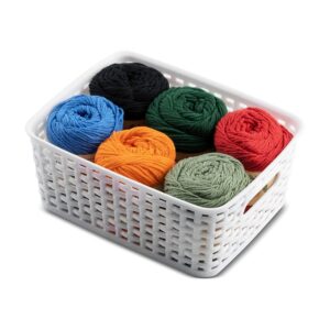 Set of 6 Plastic Storage Baskets, Small Pantry Organizer Bins, Household Organizers with Cutout Handles for Kitchen Organization, Countertops, Cabinets, Bedrooms, and Bathrooms - Image 2