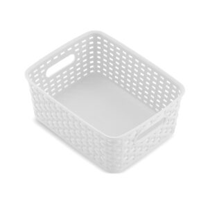 Set of 6 Plastic Storage Baskets, Small Pantry Organizer Bins, Household Organizers with Cutout Handles for Kitchen Organization, Countertops, Cabinets, Bedrooms, and Bathrooms - Image 4