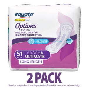 Equate Options Women's Incontinence Pads, Ultimate Absorbency, Long Length (51 Count), Compare to Poise® - Image 21