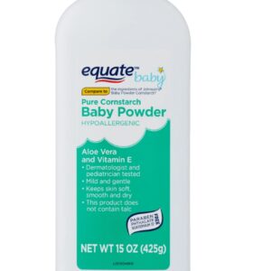 Equate Baby Pure Cornstarch Baby Powder with Aloe Vera and Vitamin E, 15 oz - Image 3