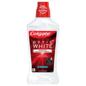 Colgate Optic White Whitening Mouthwash, 2% Hydrogen Peroxide, Fresh Mint, 32 fl oz - Image 14