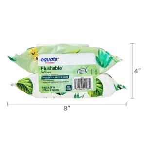 Equate Flushable Wet Wipes with Witch Hazel & Aloe, 96 Wipes (2 Pack) - Image 11