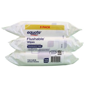 Equate Flushable Wet Wipes, Fragrance Free, 144 Wipes (3 Pack) - Image 13