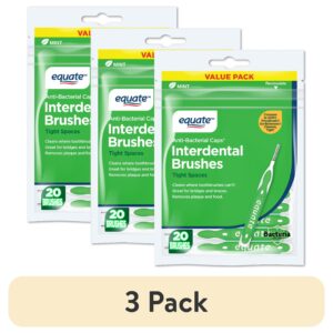 Equate Interdental Brushes with Anti-Bacterial Caps for Tight Spaces (20 Count), Compare to GUM® Proxabrush® Go-Betweens® Cleaners, Tight