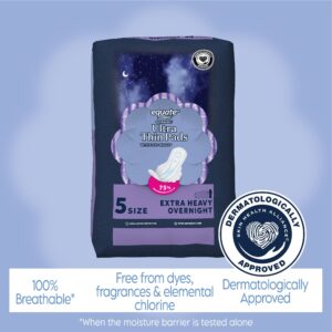 Equate Overnight Ultra Thin Pads with Wings, Size 5, Extra Heavy Overnight Protection (46 Count) - Image 3