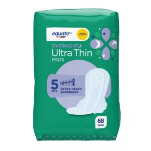 Equate Overnight Ultra Thin Pads with Wings, Size 5, Extra Heavy Overnight Protection (46 Count) - Image 20