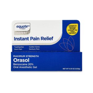 Equate Maximum Strength Orasol Oral Anesthetic Gel with 20% Benzocaine for Instant Pain Relief, 0.33 oz, Compare to Maximum Strength Anbesol® Gel Active Ingredient - Image 1