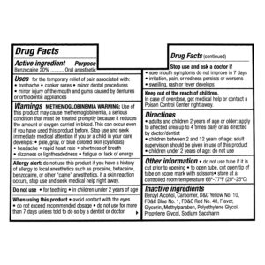 Equate Maximum Strength Orasol Oral Anesthetic Gel with 20% Benzocaine for Instant Pain Relief, 0.33 oz, Compare to Maximum Strength Anbesol® Gel Active Ingredient - Image 5