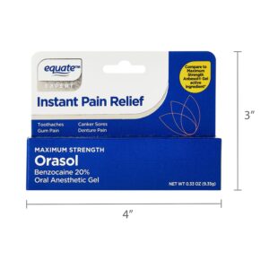 Equate Maximum Strength Orasol Oral Anesthetic Gel with 20% Benzocaine for Instant Pain Relief, 0.33 oz, Compare to Maximum Strength Anbesol® Gel Active Ingredient - Image 7