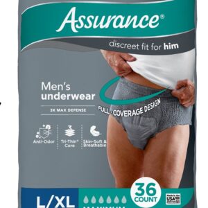 Assurance Men's Incontinence Underwear, L/XL , Maximum Absorbency (36 Count) - Image 11