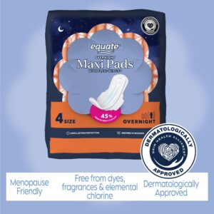 Equate Overnight Maxi Pads with Wings, Size 4, Overnight Protection (26 Count) - Image 4