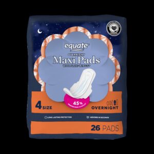 Equate Overnight Maxi Pads with Wings, Size 4, Overnight Protection (26 Count) - Image 14