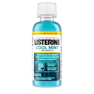 Listerine Cool Mint Antiseptic Travel Mouthwash for Bad Breath, 3.2 oz - Image 1