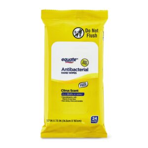 Equate Antibacterial Hand Wipes, Citrus Scent, 24 Count - Image 1