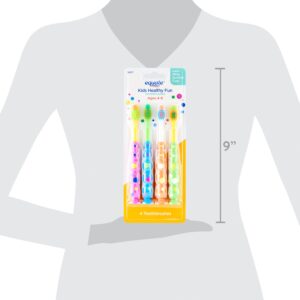 Equate Kids Healthy Fun Toothbrushes for Ages 4 to 6 with Suction Cup, Soft Bristles (4 Count) - Image 3