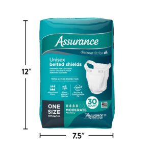 Assurance Unisex Incontinence Belted Shields, Moderate Absorbency, One Size Fits Most (30 Count) - Image 9